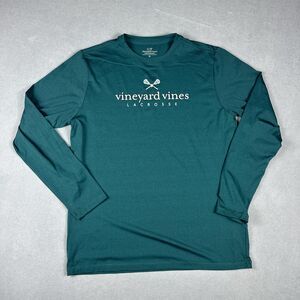 Vineyard Vines Shirt Boys XL 18 Teal Green Performance Long Sleeve Lacrosse